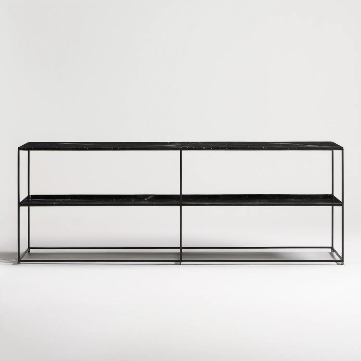 Czarna szafka RTV z marmuru i stali 180 x 40 x 75 cm
