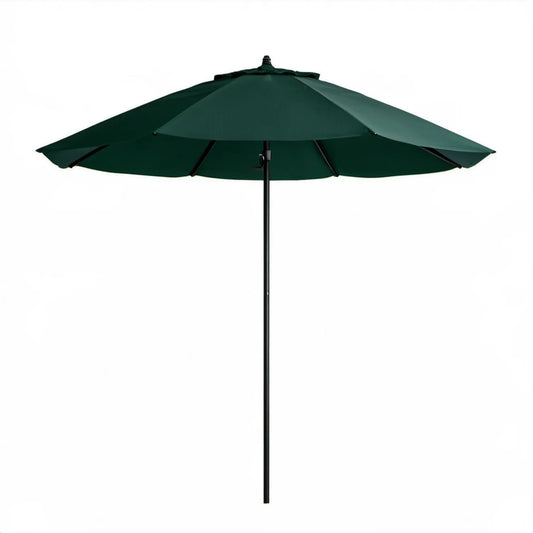 Ciemnozielony parasol ogrodowy okrągły 270 cm, wysokość 240 cm, stalowy maszt