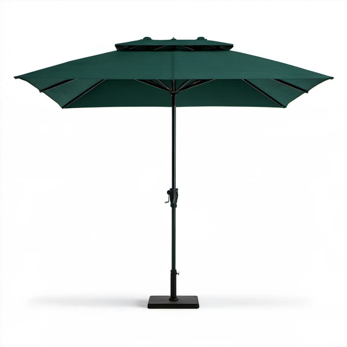 Ośmiokątny parasol ogrodowy zielono-czarny 300 cm z podwójną czaszą, wysokość 250 cm